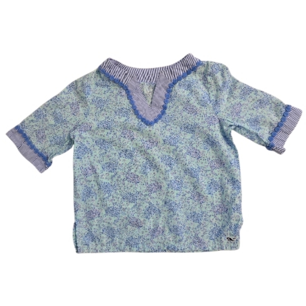 Vineyard Vines Blue 3/4 Sleeve Cotton Blouse